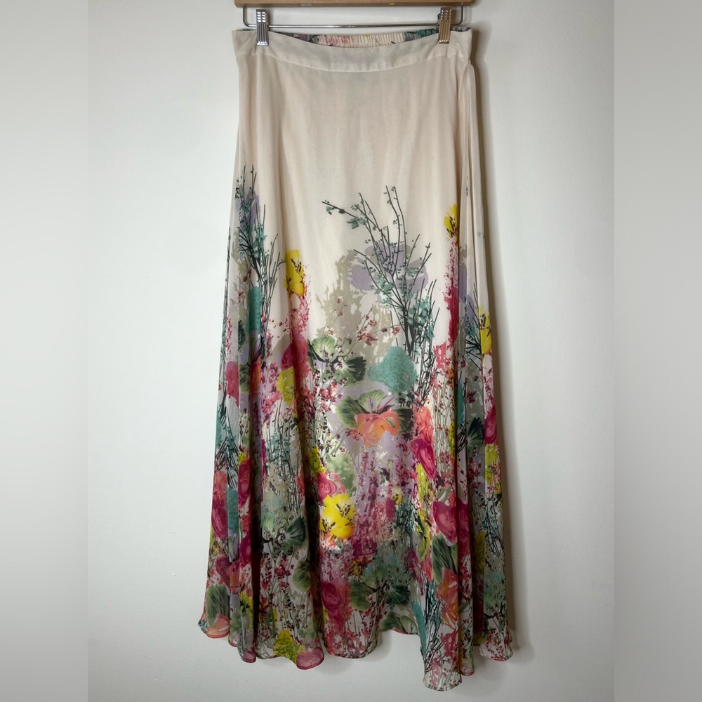 MIX NOUVEAU Pleated Floral Bright multicolored Skirt Size M - Picture 1 of 6